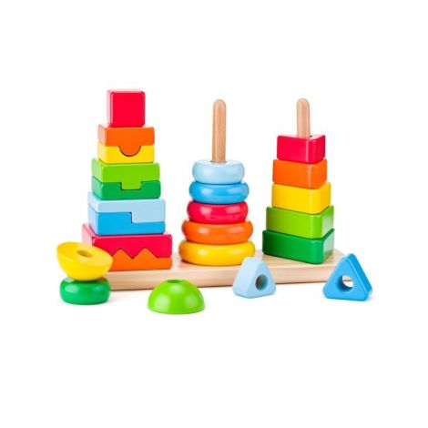 Jucarie din lemn de stivuit - Forme geometrice - poza 2