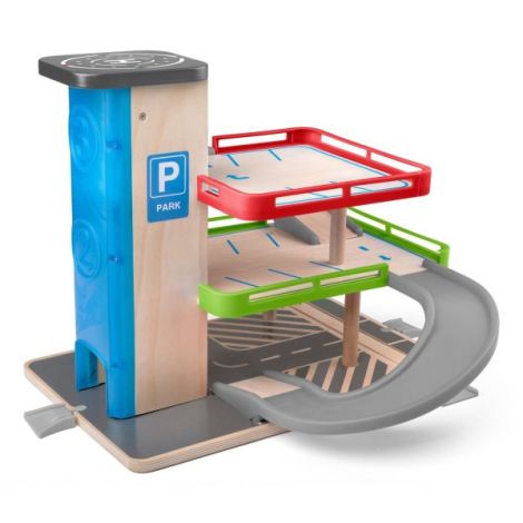 Jucarie din lemn - Garaj cu lift si accesorii - poza 1