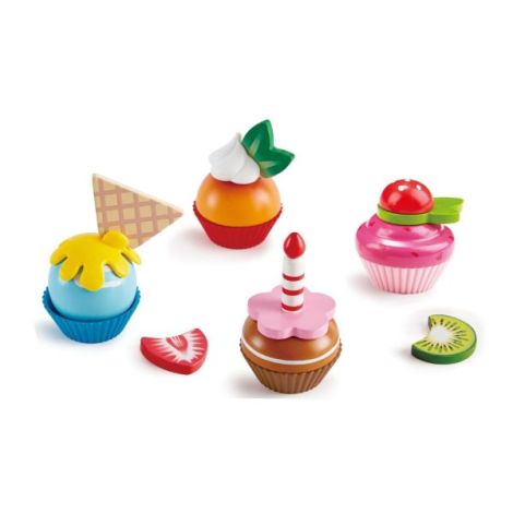Jucarie din lemn - Prajituri cupcake (18 piese) - poza 1