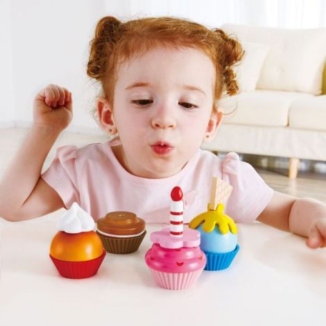 Jucarie din lemn - Prajituri cupcake (18 piese) - poza 2
