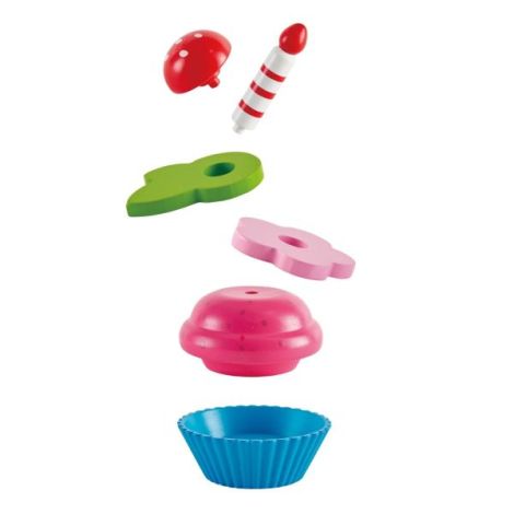 Jucarie din lemn - Prajituri cupcake (18 piese) - poza 3
