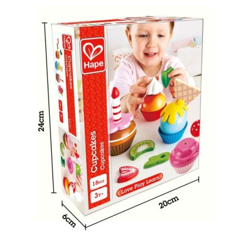 Jucarie din lemn - Prajituri cupcake (18 piese) - poza 5