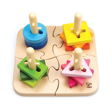 Jucarie din lemn - Puzzle creativ cu forme - poza 1