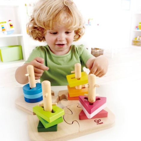 Jucarie din lemn - Puzzle creativ cu forme - poza 2