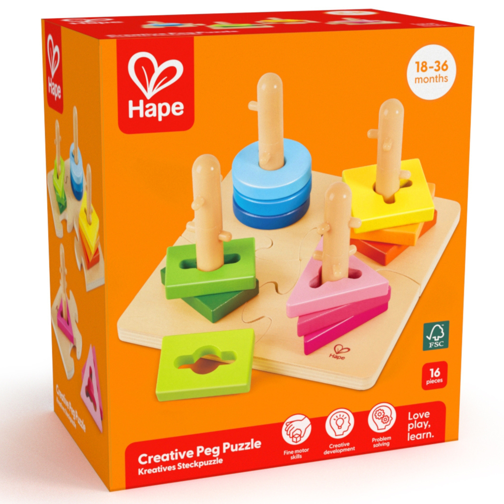 Jucarie din lemn , Puzzle creativ cu forme si culori