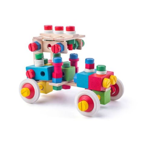 Jucarie din lemn - Set de constructie la galeata (144 piese) - poza 2