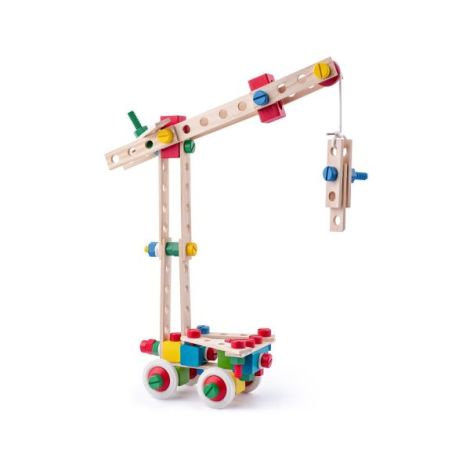 Jucarie din lemn - Set de constructie la galeata (144 piese) - poza 4