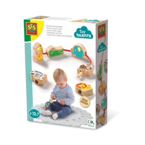 Jucarie din lemn - Set de insirat animale din lemn - poza 1