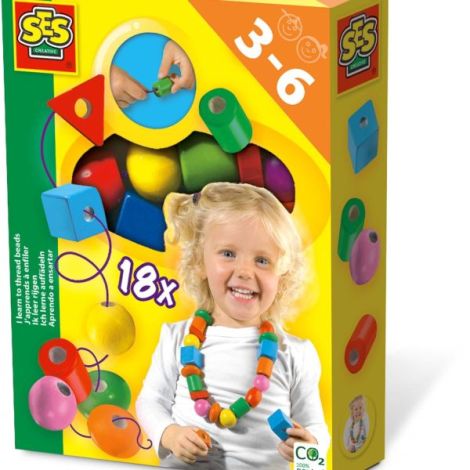 Jucarie din lemn - Set de insirat margele - poza 1