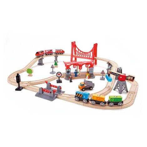 Jucarie din lemn - Set de trenuri urbane (51 piese) - poza 1
