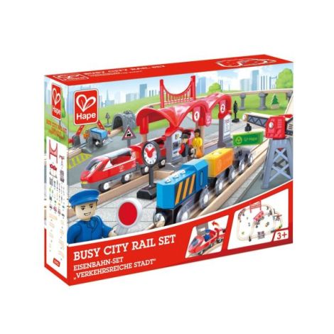 Jucarie din lemn - Set de trenuri urbane (51 piese) - poza 2