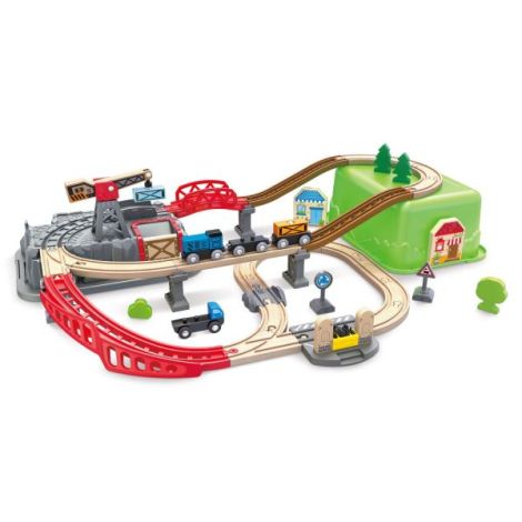 Jucarie din lemn - Set tren constructii (50 piese) - poza 1