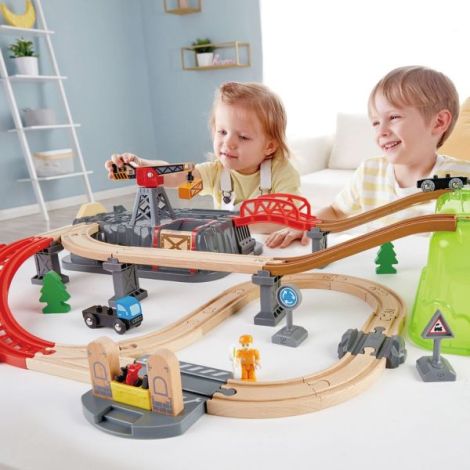 Jucarie din lemn - Set tren constructii (50 piese) - poza 2