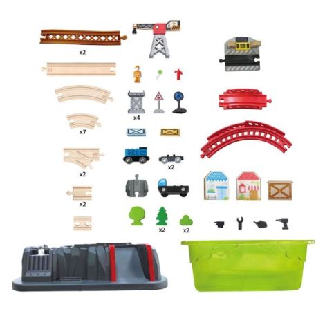 Jucarie din lemn - Set tren constructii (50 piese) - poza 5