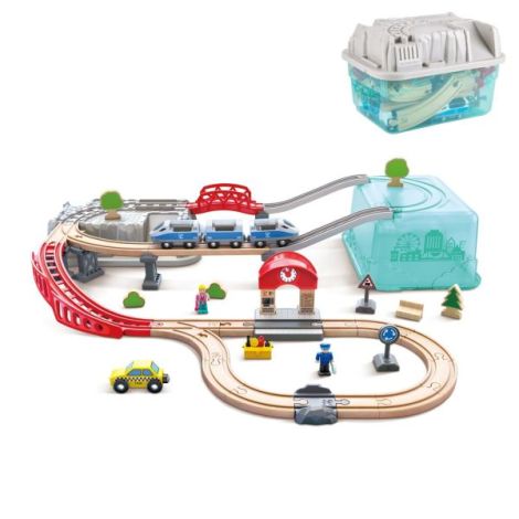 Jucarie din lemn - Set tren oras (48 piese) - poza 4