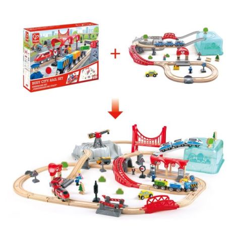 Jucarie din lemn - Set tren oras (48 piese) - poza 5