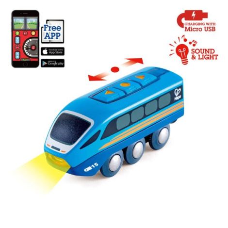 Jucarie din lemn - Tren cu telecomanda (aplicatie Bluetooth) - poza 1