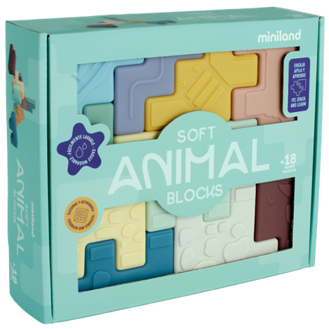 Jucarie educativa cuburi moi pentru toddleri, Animalute - poza 1