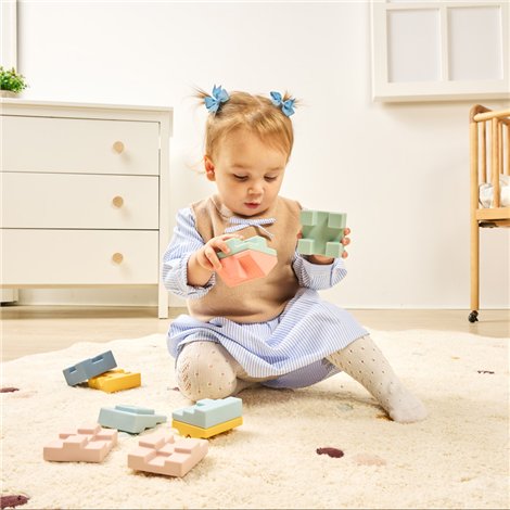 Jucarie educativa Turn de Stivuit - cuburi moi, 18 luni+, Tower miniland 46021 - poza 5