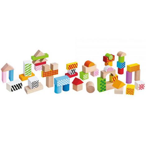 Jucarie Eichhorn Cuburi in galetusa Wooden Blocks 50 piese - poza 1