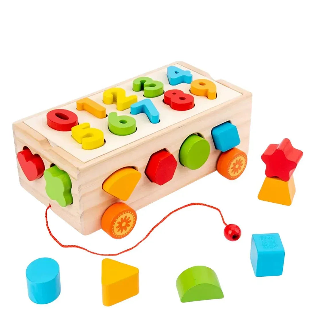 Jucărie multifuncțională din lemn - Forme geometrice și cifre - Default Title