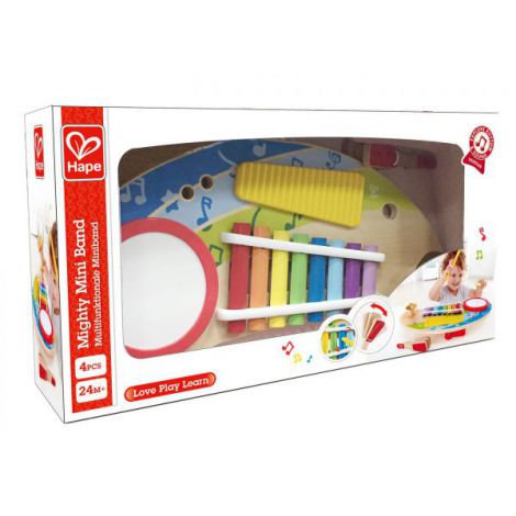 Jucarie muzicala All in One Play Board, cu tambur, xilofon, clapeta si percutii. Hape E0612 - poza 2