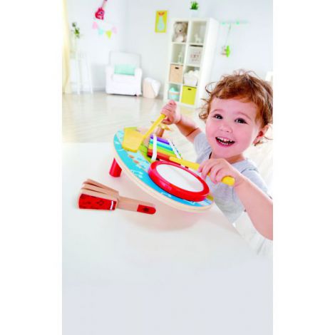 Jucarie muzicala All in One Play Board, cu tambur, xilofon, clapeta si percutii. Hape E0612 - poza 4