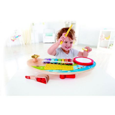 Jucarie muzicala All in One Play Board, cu tambur, xilofon, clapeta si percutii. Hape E0612 - poza 5