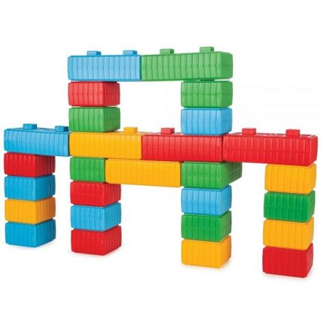 Jucarie Pilsan Cuburi de construit Brick Blocks and Car Set 43 piese - poza 2