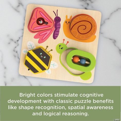 Jucarie senzoriala din lemn, de tip puzzle, pentru bebelusi, Sensory Sprouts Surprise Puzzle - poza 4
