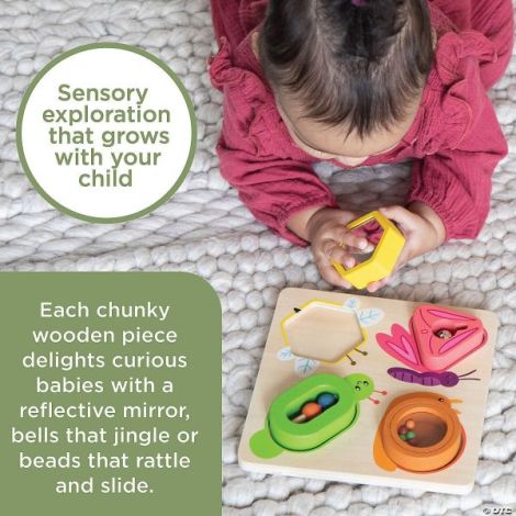 Jucarie senzoriala din lemn, de tip puzzle, pentru bebelusi, Sensory Sprouts Surprise Puzzle - poza 5