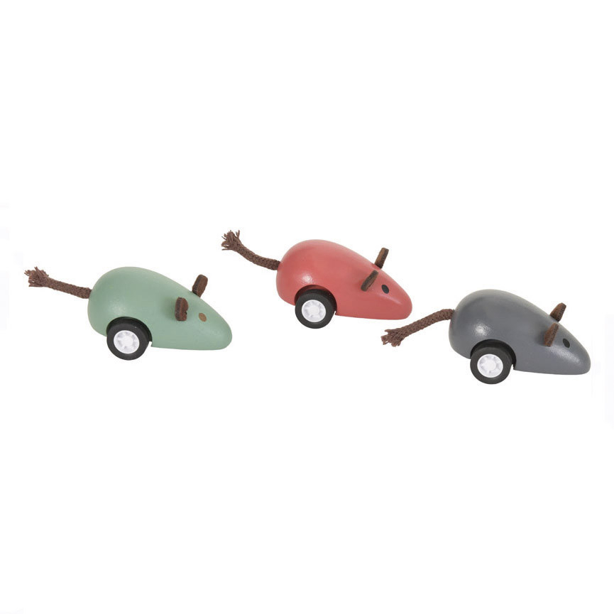 Jucarie soricel mobil din lemn,diverse culori,9x3 cm