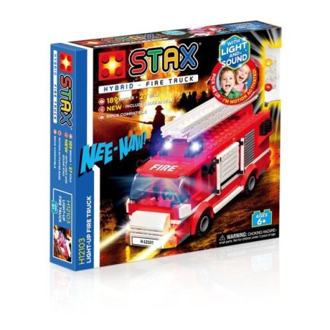Jucarie Stax - Set constructie cu lumini si sunete - Masina de pompieri (varianta mare) - poza 1