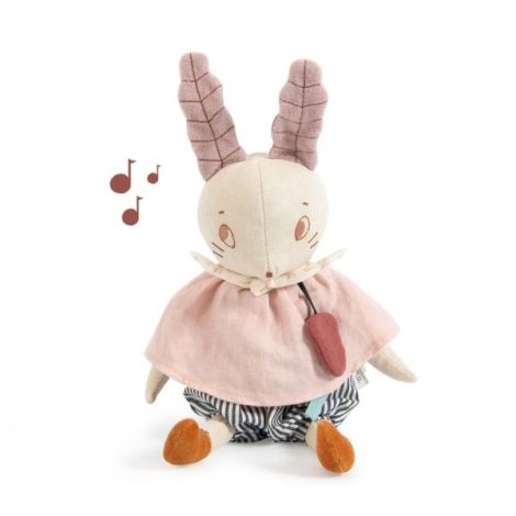 Jucarie textila muzicala, iepuras, 36 cm, moulin roty - poza 2