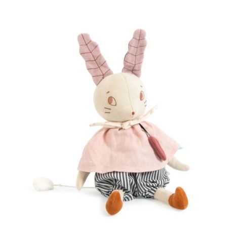 Jucarie textila muzicala, iepuras, 36 cm, moulin roty - poza 4