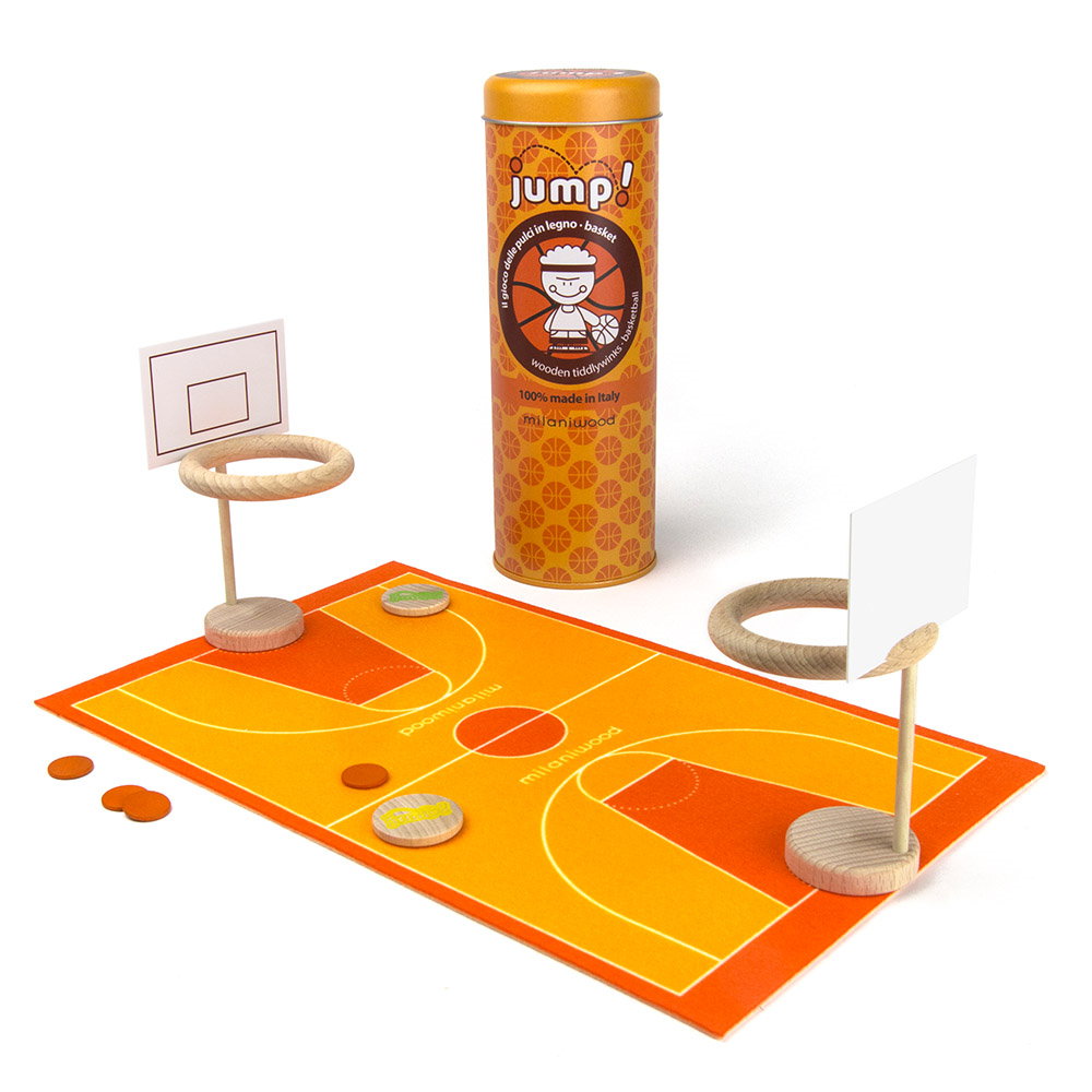 JUMP! Baschet, joc cu nasturi din lemn, Milaniwood multicolor