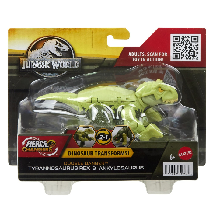 Jurassic World - Fierce Changers Double Danger Dinozaur Transformabil Tyrannosaurus Rex si Ankylosaurus Verde