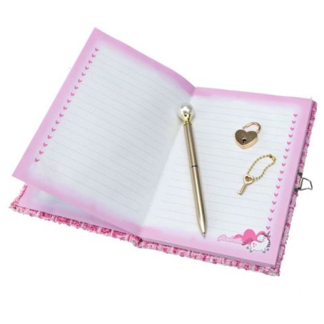 Jurnal Tweed Glamour Girabrilla , agenda cu coperta tweed, paiete si lacat, pix inclus - poza 4