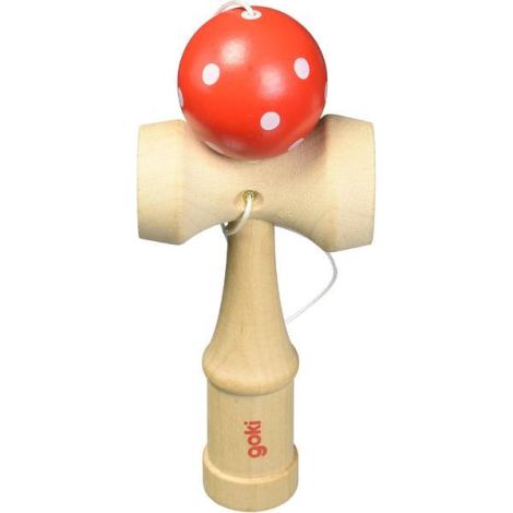 Kendama din lemn Goki cu bila rosie, jucarie de indemanare 4+ - poza 1