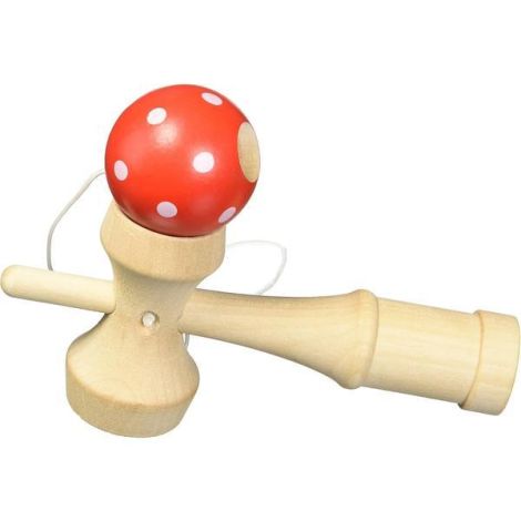 Kendama din lemn Goki cu bila rosie, jucarie de indemanare 4+ - poza 2