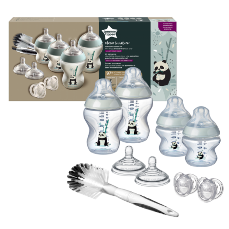 Kit biberoane nou-nascut Tommee Tippee Closer to Nature, 0 luni +, Ursuleti Panda