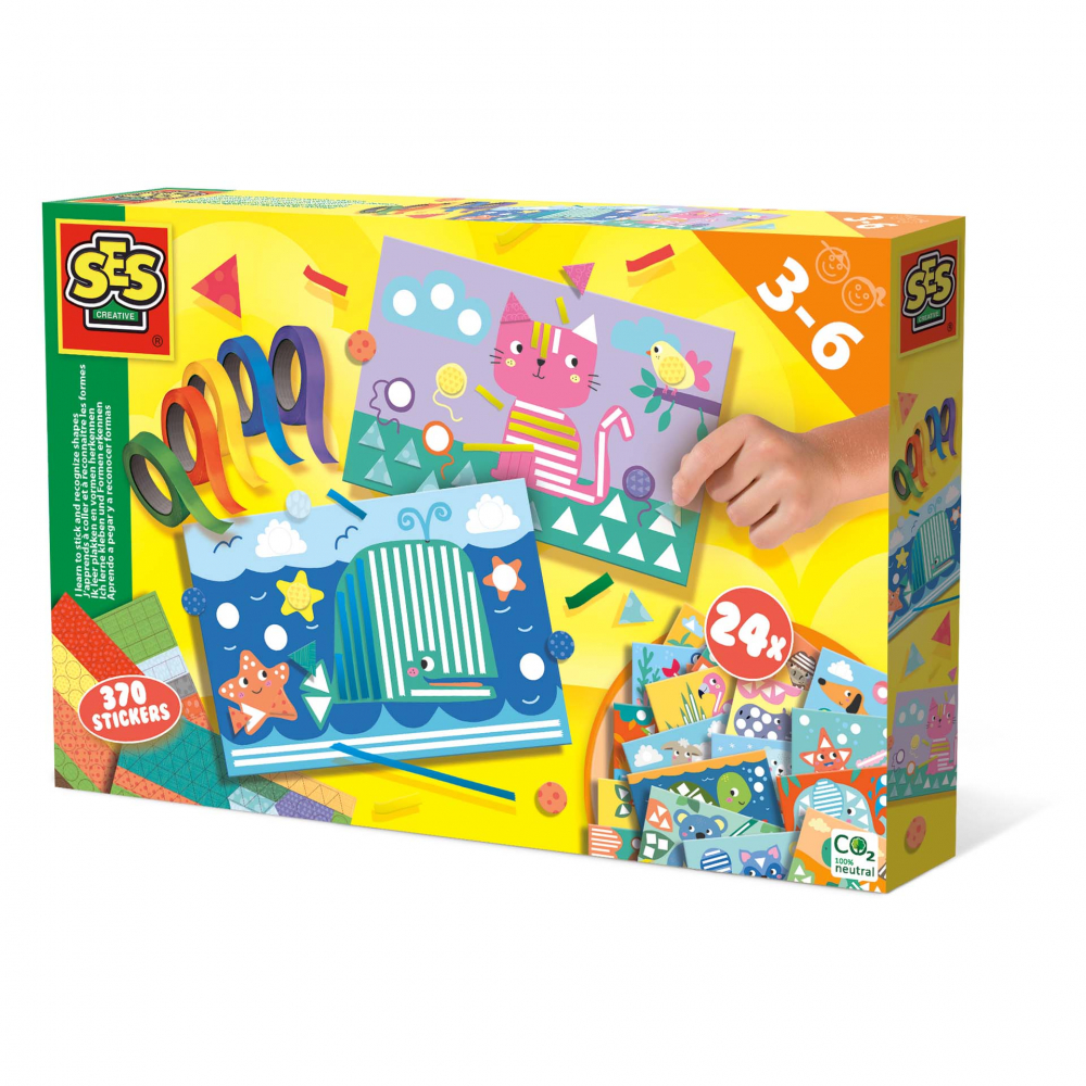 Kit creativ copii cu accesorii incluse- Invat sa lipesc si sa recunosc forme, 3-6 ani