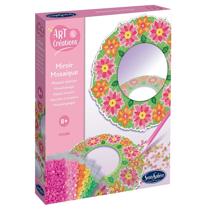 Kit creativ cu diamante strasuri - Oglinda mozaic flori - Sentosphere