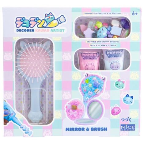 Kit creativ Decoden , Oglinda si perie kawaii de decorat cu pasta colorata - poza 1