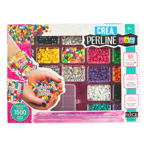 Kit creativ DIY - coliere si bratari cu margele, 1500 piese, Perline ABC