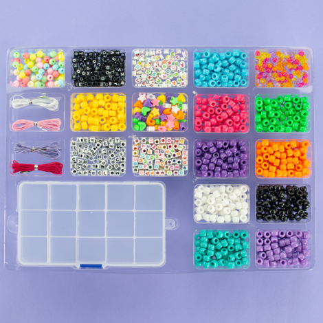 Kit creativ DIY - coliere si bratari cu margele, 1500 piese, Perline ABC - poza 5