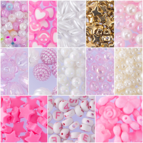 Kit creativ DIY - coliere si bratari cu margele Flower Bouquet, 500 piese, Perline ABC - poza 2