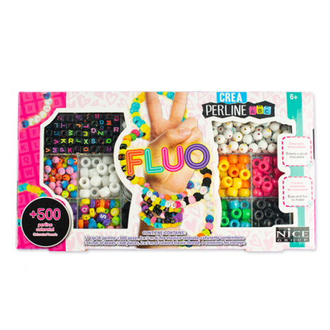 Kit creativ DIY - coliere si bratari cu margele fluorescente, 500 piese, Perline ABC