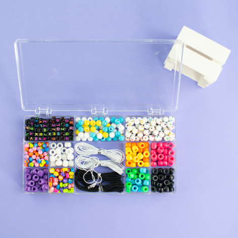 Kit creativ DIY - coliere si bratari cu margele fluorescente, 500 piese, Perline ABC - poza 2