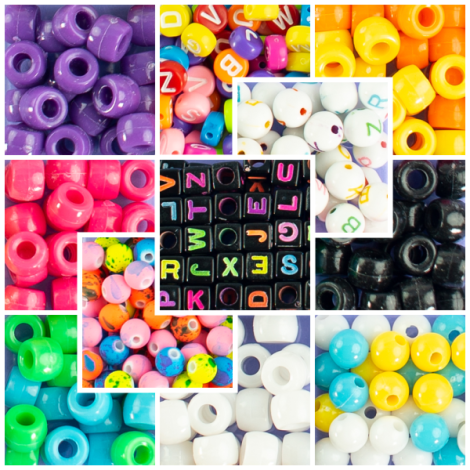 Kit creativ DIY - coliere si bratari cu margele fluorescente, 500 piese, Perline ABC - poza 3